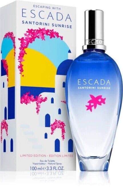הבושם Santorini Sunrise של חברת Escada הוא ניחוח לנשים . זהו ניחוח חדש. Santorini Sunrise הושק בשנת 2022. Santorini Sunrise נוצר על ידי Mylène Alran ו-Benoist Lapouza. התווים העליונים הם סורבה, מנדרינה תפוז וברגמוט; תווי האמצע הם בוגנוויליה, יסמין ופלפל ורוד; תו הבסיס הוא תווים אדמתיים.